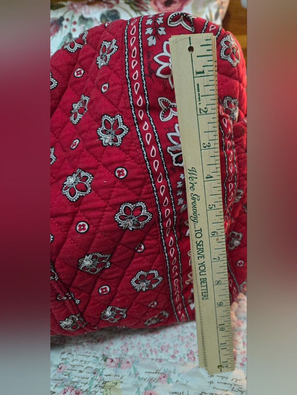 Quilted Vera Bradley Large Duffel Red Bandana **Retired** - Picture 4 of 5